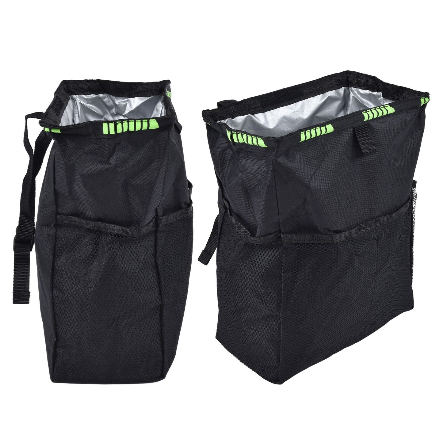 Car Garbage Storage Bag Waterproof Foldable Oxford Fabric Auto Litter Bin with Lid and Pockets Black V1294-YM0523-3117210211711