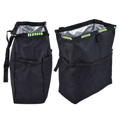 Car Garbage Storage Bag Waterproof Foldable Oxford Fabric Auto Litter Bin with Lid and Pockets Black V1294-YM0523-3117210211711