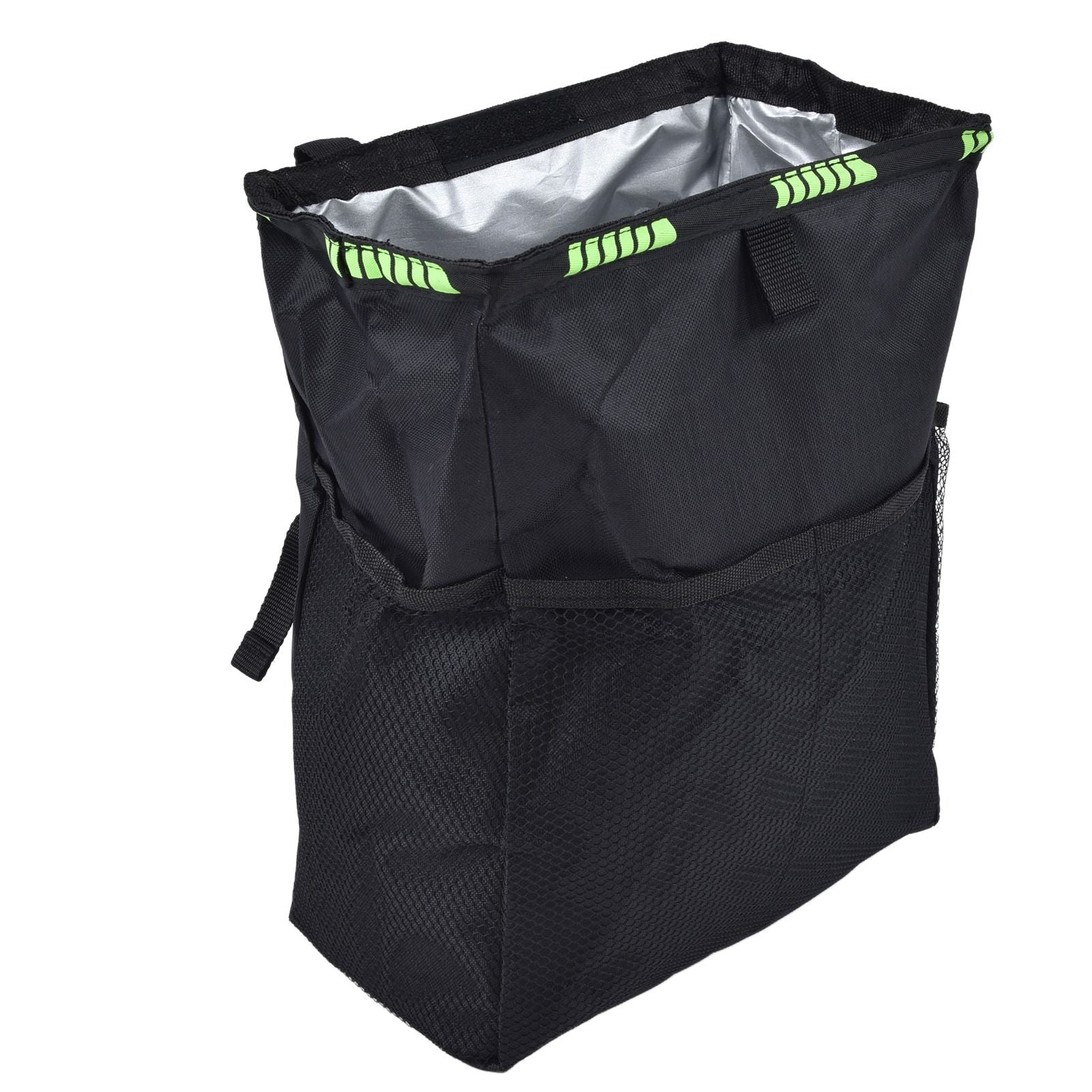 Car Garbage Storage Bag Waterproof Foldable Oxford Fabric Auto Litter Bin with Lid and Pockets Black V1294-YM0523-3117210211711