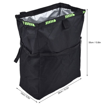 Car Garbage Storage Bag Waterproof Foldable Oxford Fabric Auto Litter Bin with Lid and Pockets Black V1294-YM0523-3117210211711