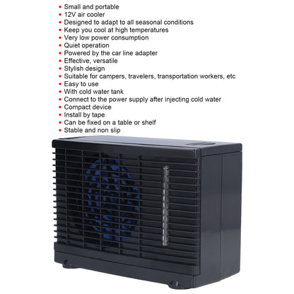 Mini Air Conditioning Fan Silent Portable Evaporative Cooler with Water Tank for Car Home 12V V1294-YM0523-3117210212011
