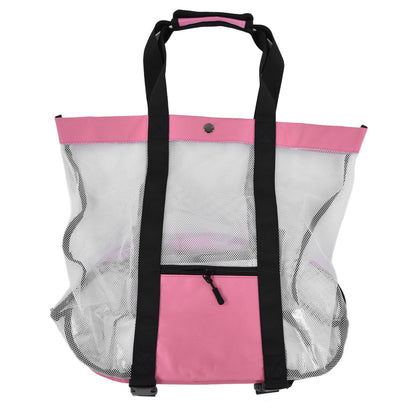 Beach Bags Mesh Cotton Oversized Storage Tote Bags for Beach Picnic Barbecue Camping Pink V1294-YM0523-3117210212411