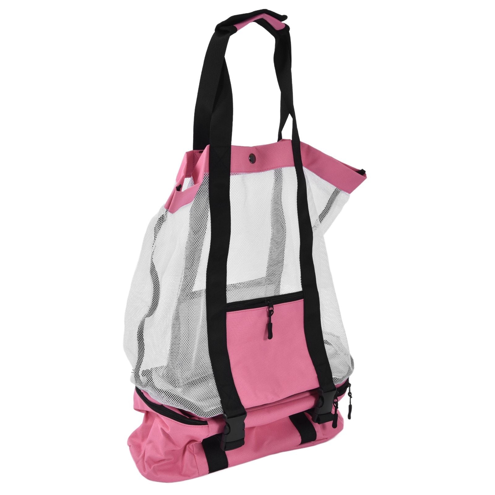 Beach Bags Mesh Cotton Oversized Storage Tote Bags for Beach Picnic Barbecue Camping Pink V1294-YM0523-3117210212411