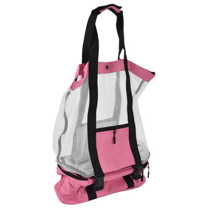 Beach Bags Mesh Cotton Oversized Storage Tote Bags for Beach Picnic Barbecue Camping Pink V1294-YM0523-3117210212411