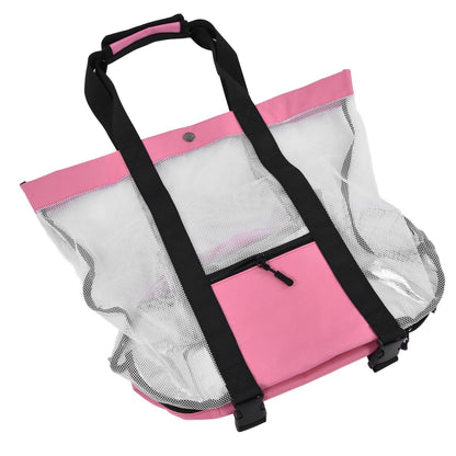 Beach Bags Mesh Cotton Oversized Storage Tote Bags for Beach Picnic Barbecue Camping Pink V1294-YM0523-3117210212411