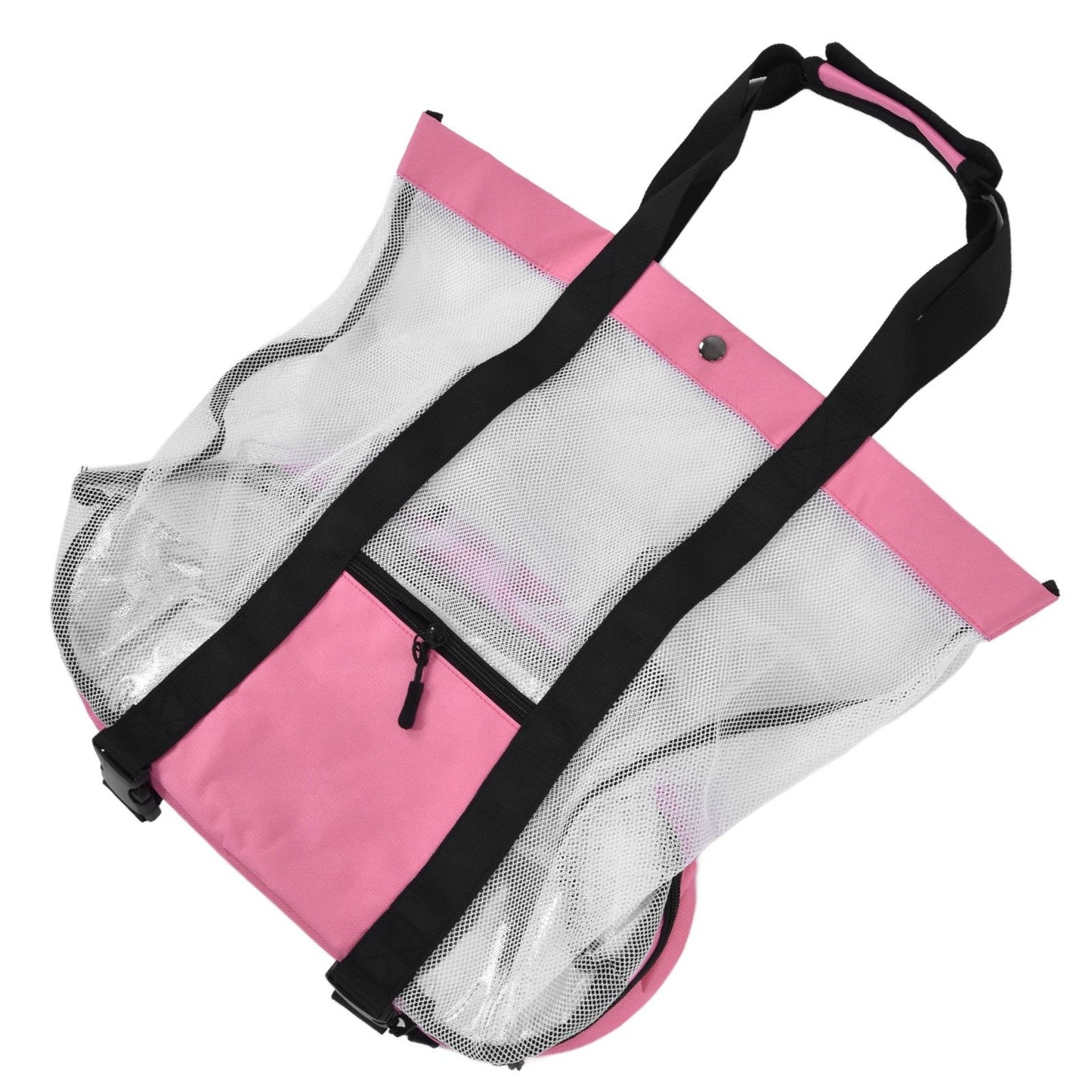 Beach Bags Mesh Cotton Oversized Storage Tote Bags for Beach Picnic Barbecue Camping Pink V1294-YM0523-3117210212411