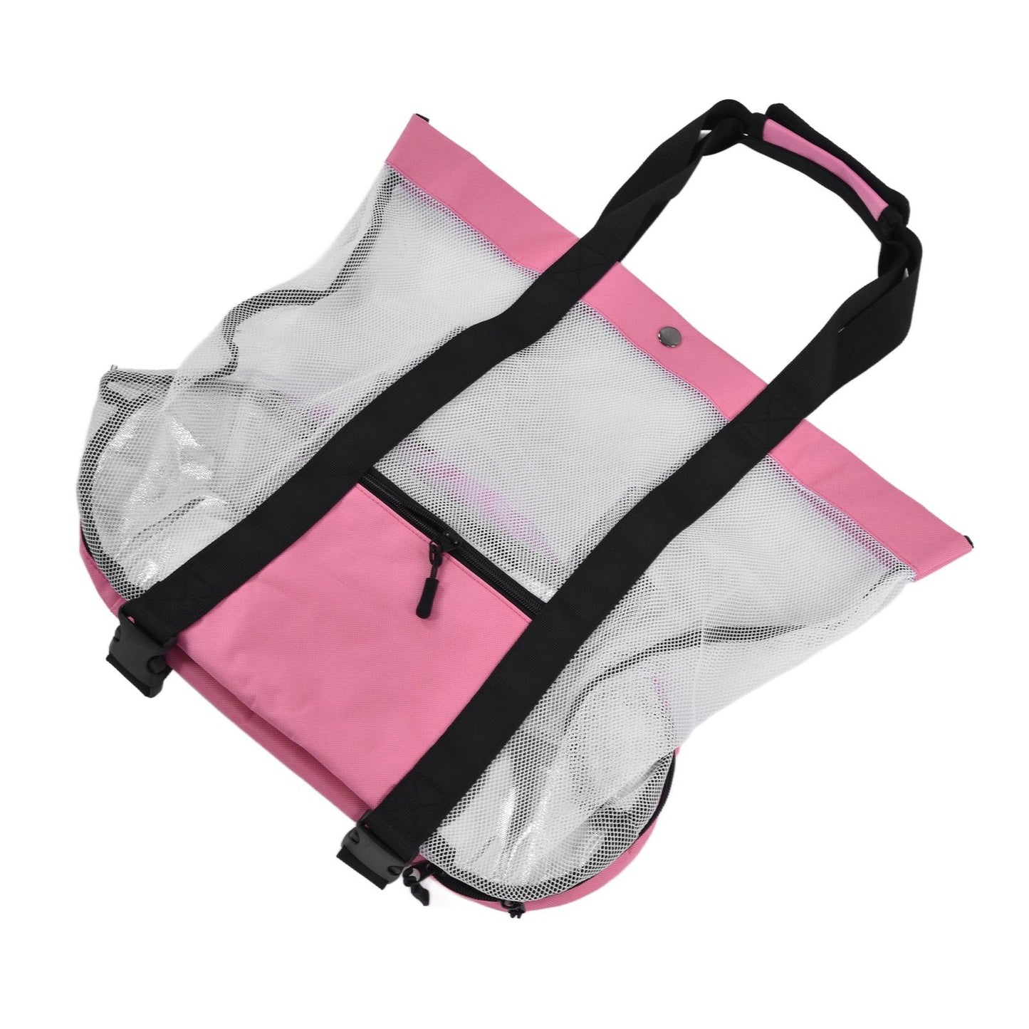 Beach Bags Mesh Cotton Oversized Storage Tote Bags for Beach Picnic Barbecue Camping Pink V1294-YM0523-3117210212411