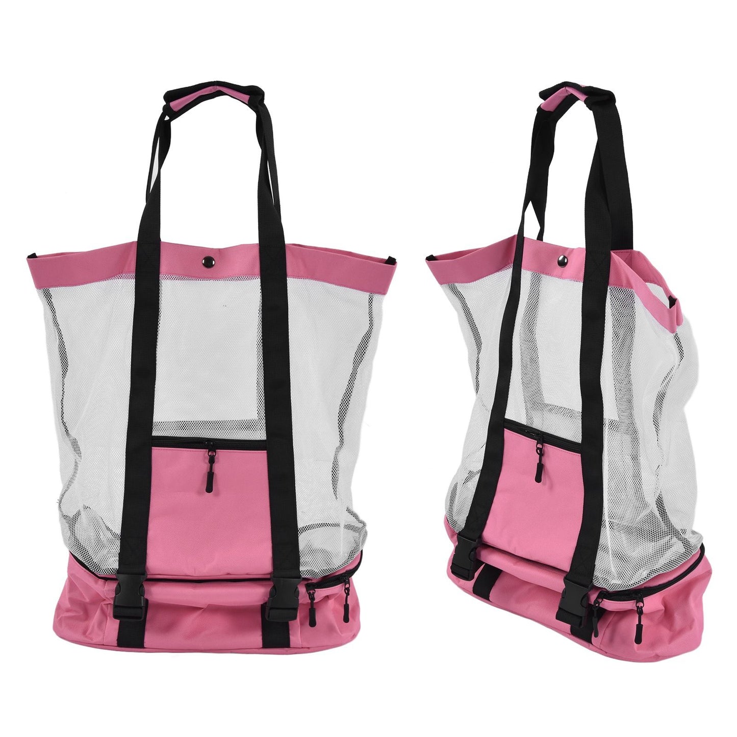 Beach Bags Mesh Cotton Oversized Storage Tote Bags for Beach Picnic Barbecue Camping Pink V1294-YM0523-3117210212411