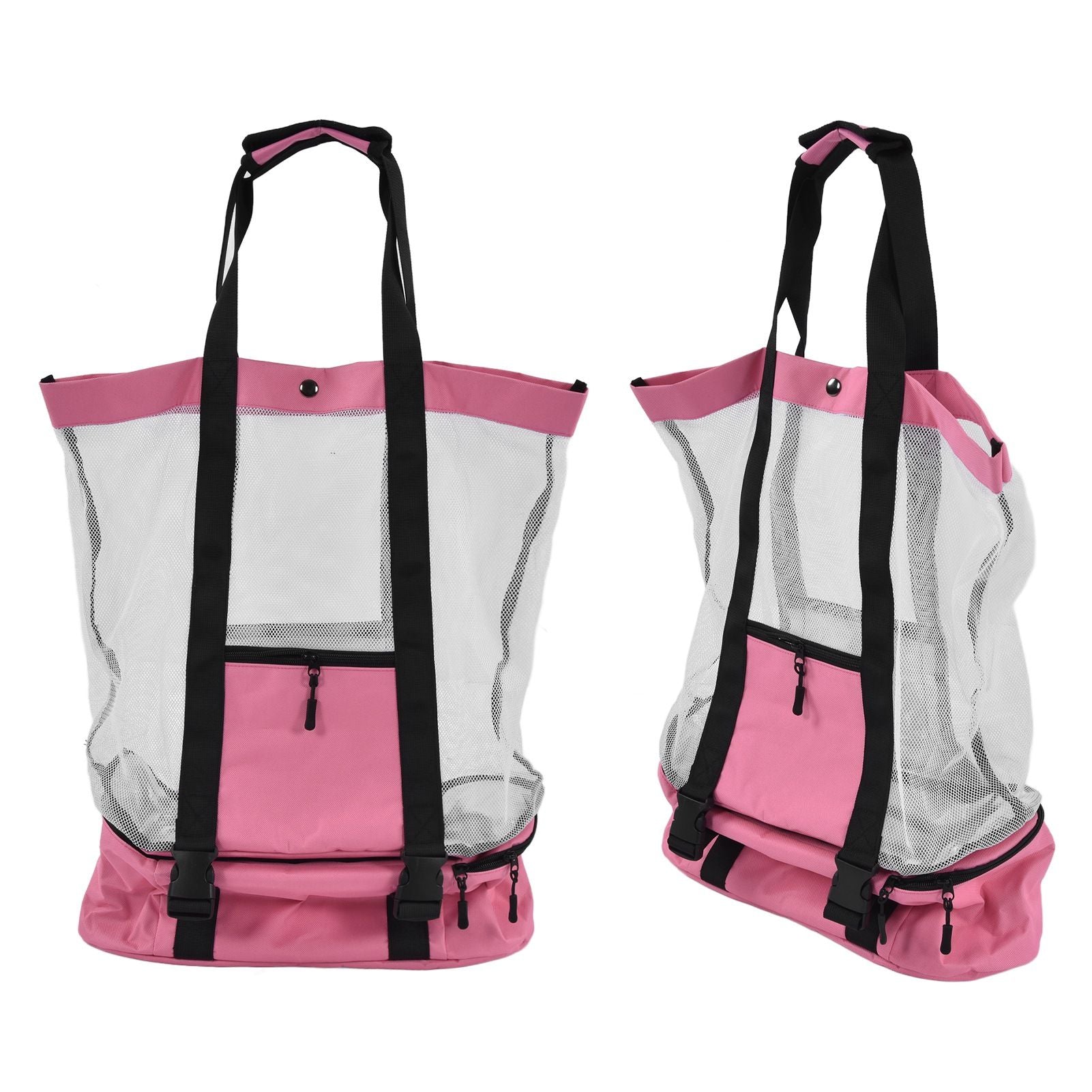 Beach Bags Mesh Cotton Oversized Storage Tote Bags for Beach Picnic Barbecue Camping Pink V1294-YM0523-3117210212411