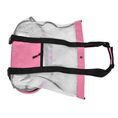 Beach Bags Mesh Cotton Oversized Storage Tote Bags for Beach Picnic Barbecue Camping Pink V1294-YM0523-3117210212411