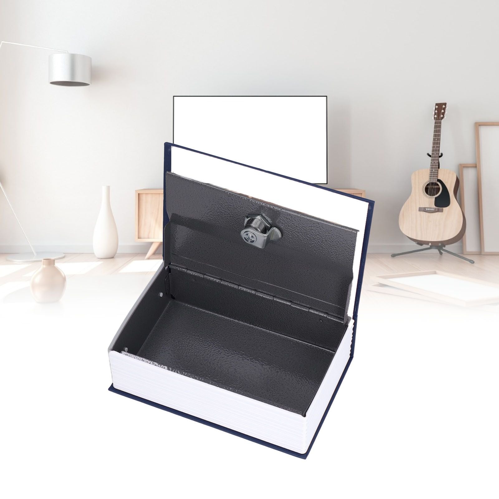 Safe Box Simulation Book Shape Decorative Storage Money Case for Bedroom Living Room OfficeBlue V1294-YM0523-3117210212612