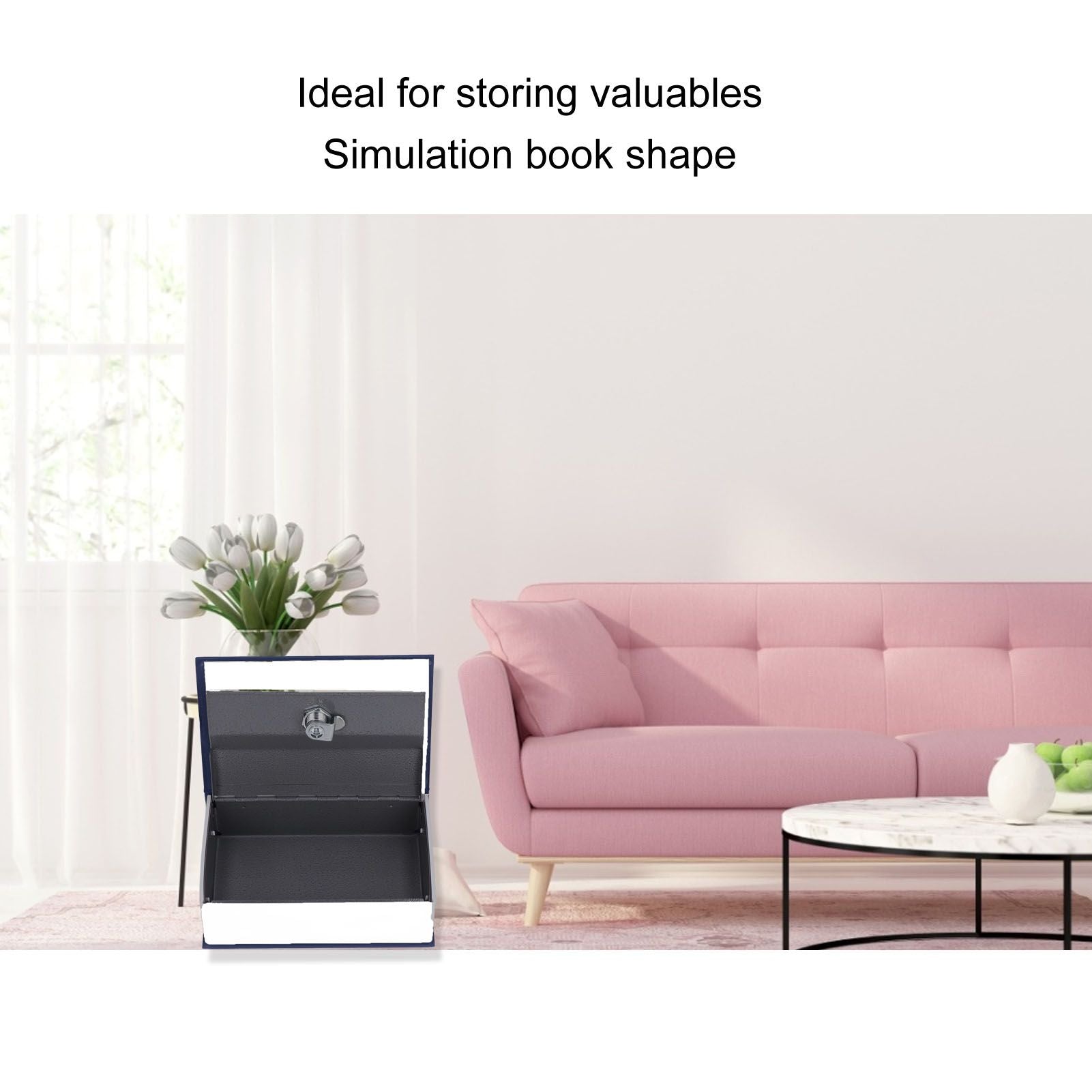 Safe Box Simulation Book Shape Decorative Storage Money Case for Bedroom Living Room OfficeBlue V1294-YM0523-3117210212612