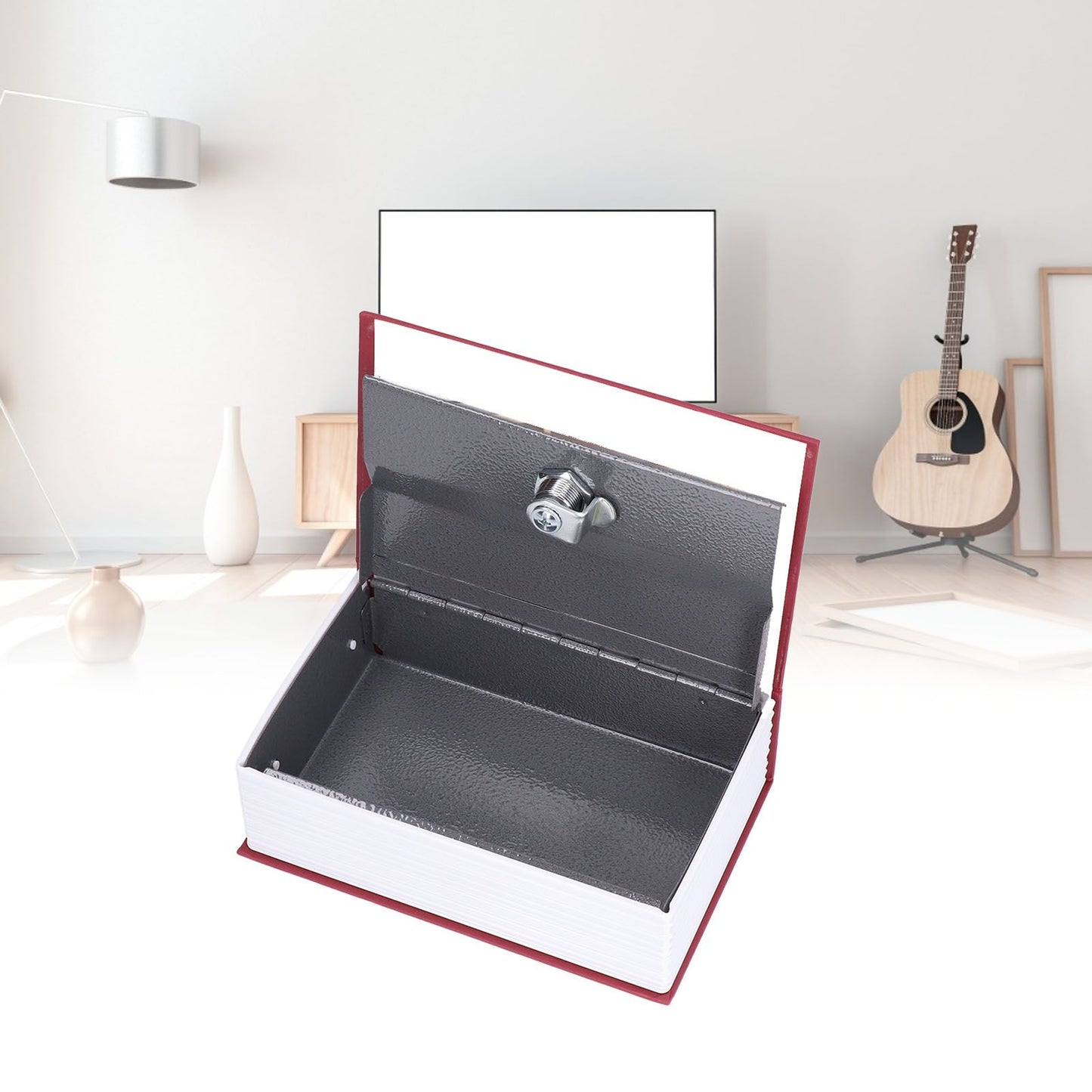Safe Box Simulation Book Shape Decorative Storage Money Case for Bedroom Living Room OfficeRed V1294-YM0523-3117210212613