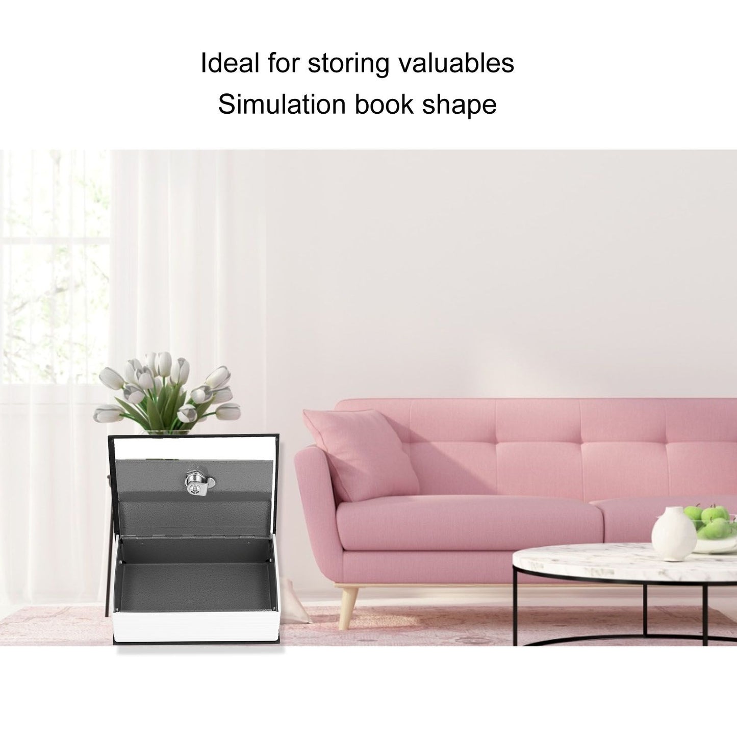 Safe Box Simulation Book Shape Decorative Storage Money Case for Bedroom Living Room OfficeBlack V1294-YM0523-3117210212614
