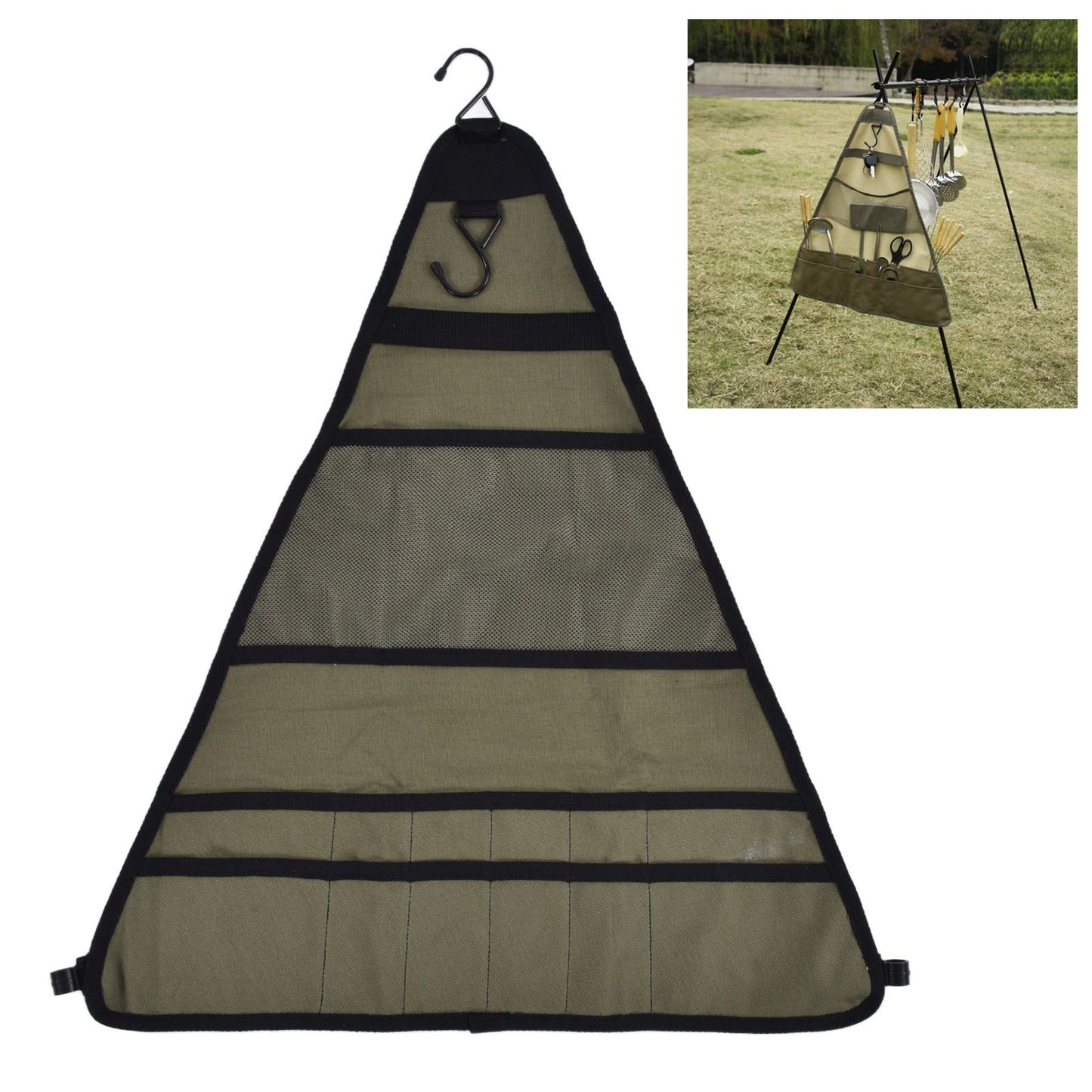Outdoor Tableware Storage Bag Foldable Oxford Flatware Organizer Hanging Bag for Barbecue Picnic V1294-YM0523-3117210212911