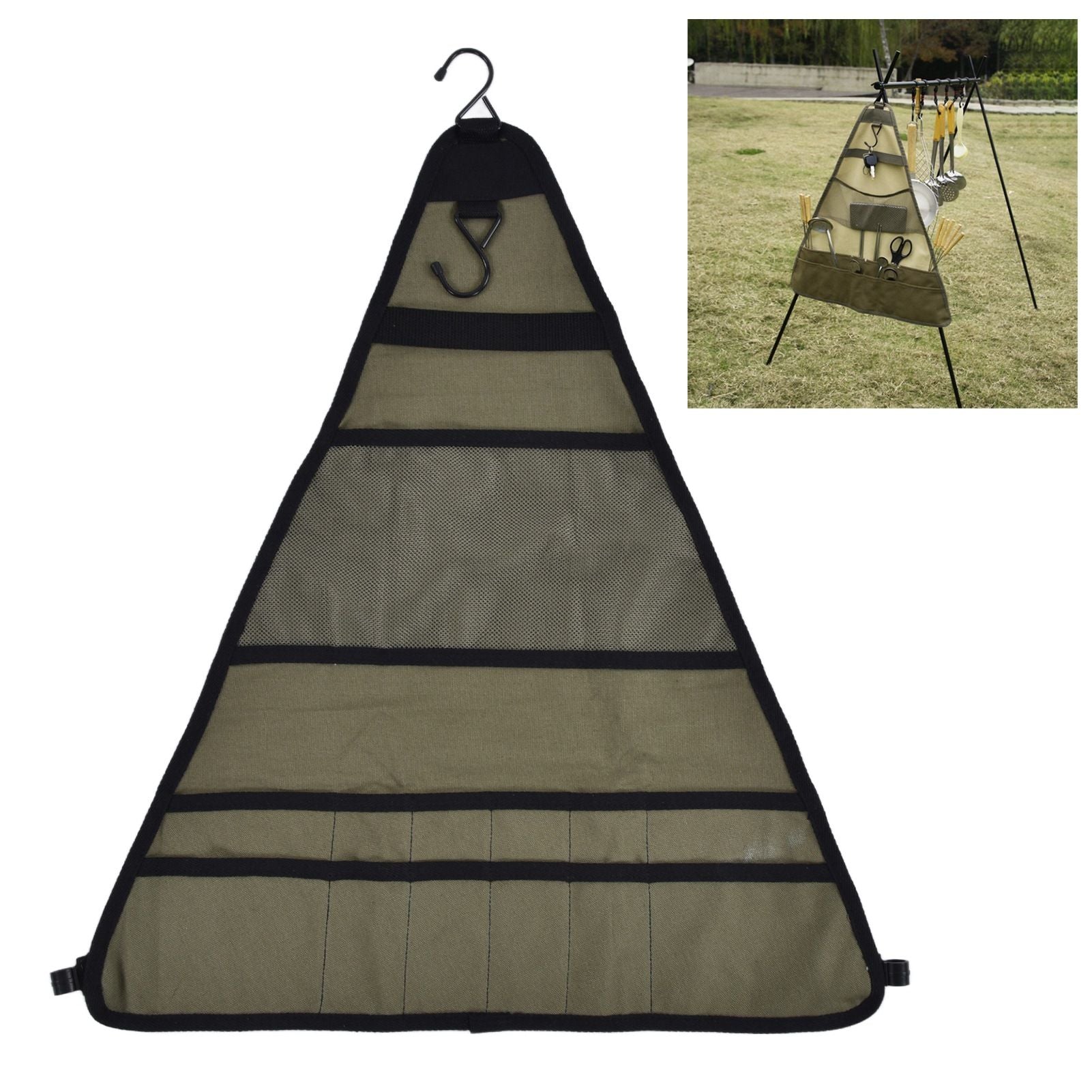Outdoor Tableware Storage Bag Foldable Oxford Flatware Organizer Hanging Bag for Barbecue Picnic V1294-YM0523-3117210212911