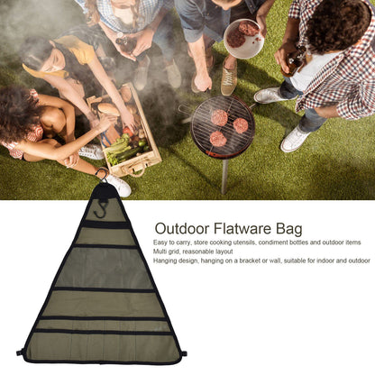 Outdoor Tableware Storage Bag Foldable Oxford Flatware Organizer Hanging Bag for Barbecue Picnic V1294-YM0523-3117210212911