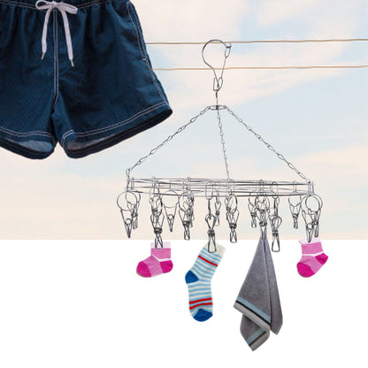 20 Clip Socks Rack Underwear Drying Hanger Stainless Steel Clothes Hanger Multifunctional Laundry Rack V1294-YM0523-3117210214111