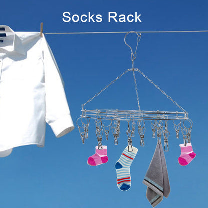 20 Clip Socks Rack Underwear Drying Hanger Stainless Steel Clothes Hanger Multifunctional Laundry Rack V1294-YM0523-3117210214111