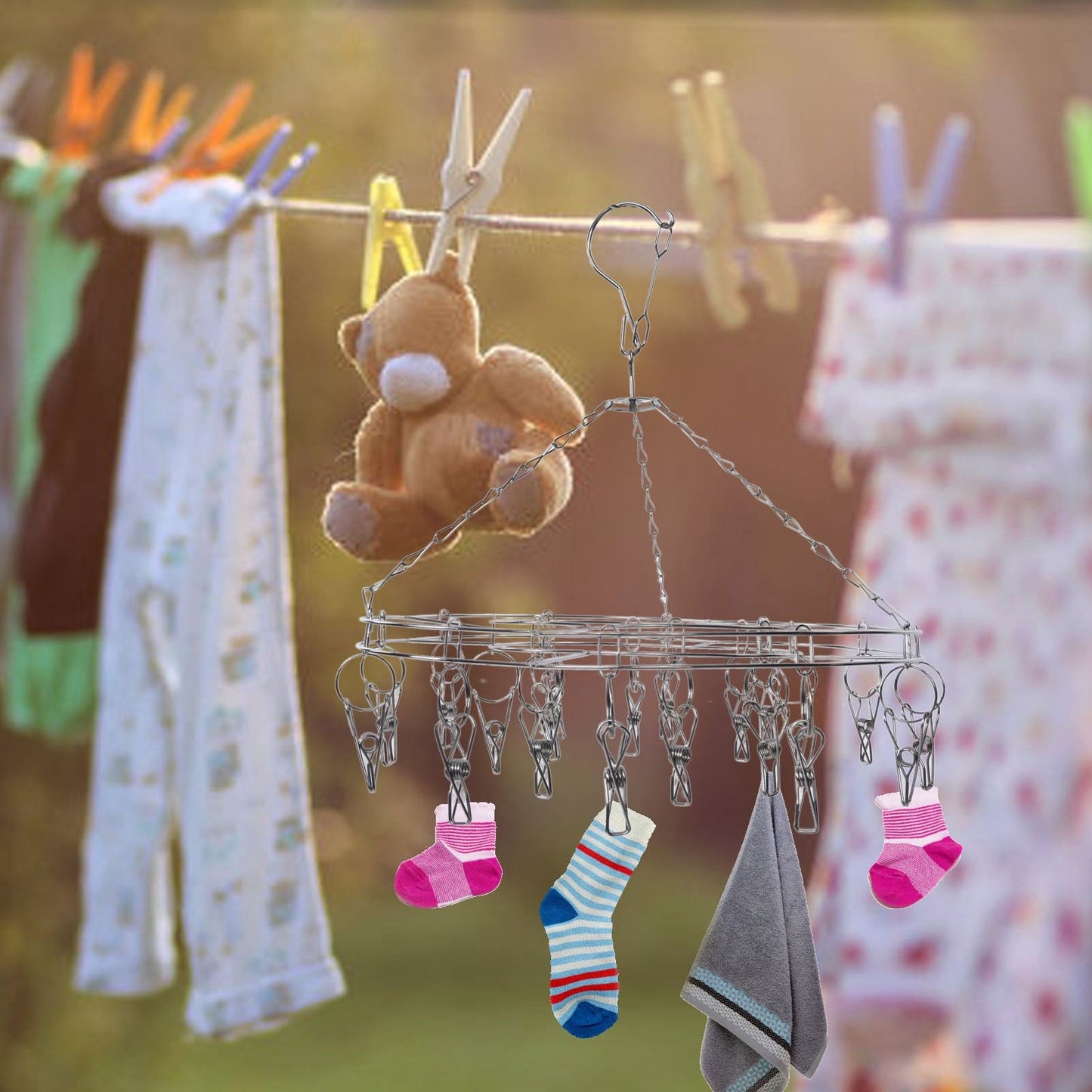 20 Clip Socks Rack Underwear Drying Hanger Stainless Steel Clothes Hanger Multifunctional Laundry Rack V1294-YM0523-3117210214111