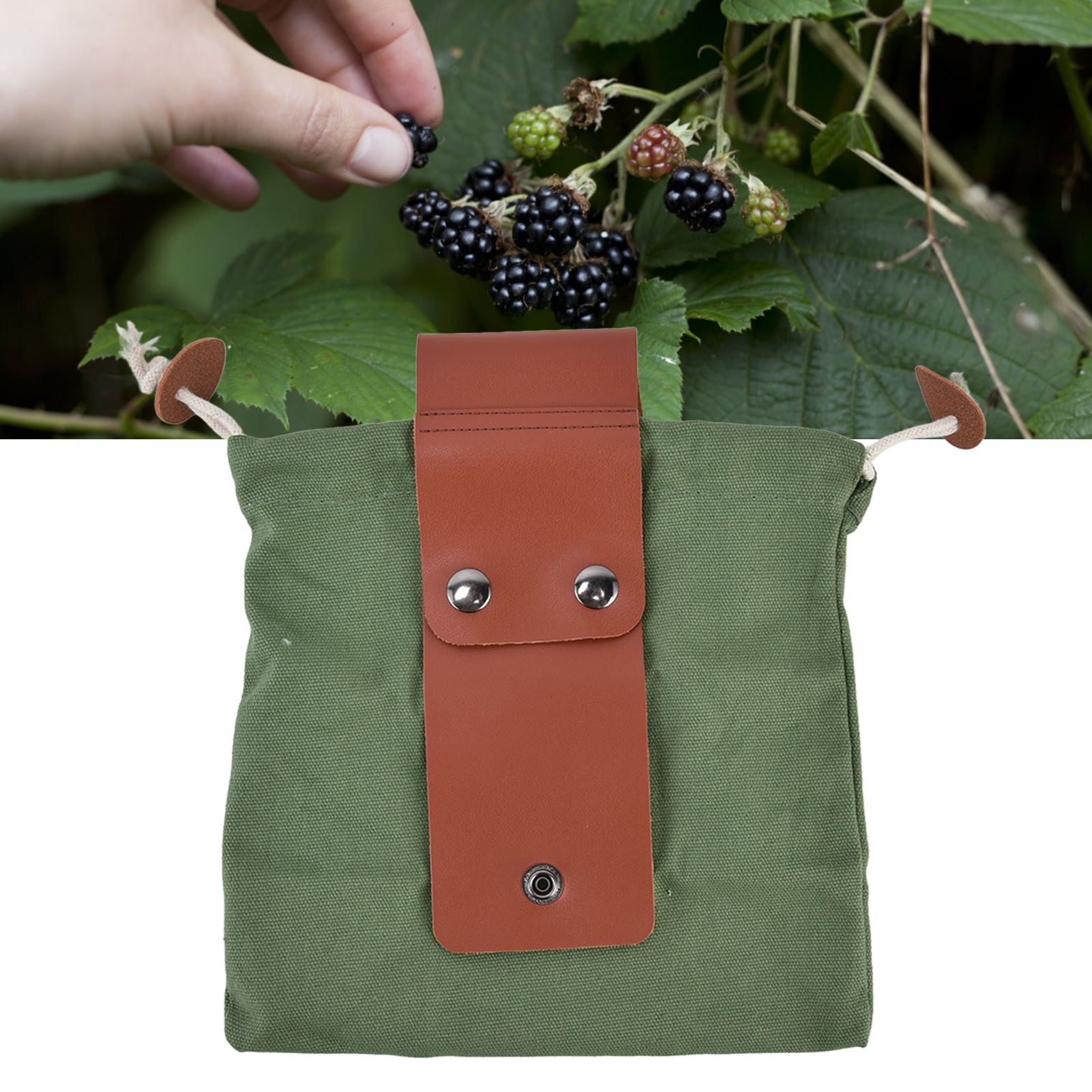 Fruit Picking Bag Waist Hanging Canvas Material PU Style Folded Save Space Belt Foraging BagMilitary Green V1294-YM0523-3117210248313