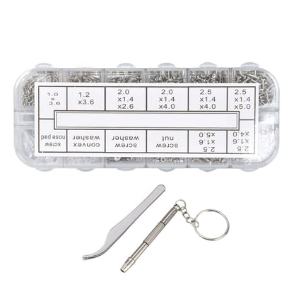 Glasses Repair Kit Eyeglass Screws Set with Nut Screwdriver Tweezer for Cellphone Tablet Watch Clock Glasses V1294-YM0523-3117210251911