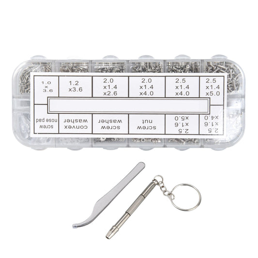 Glasses Repair Kit Eyeglass Screws Set with Nut Screwdriver Tweezer for Cellphone Tablet Watch Clock Glasses V1294-YM0523-3117210251911