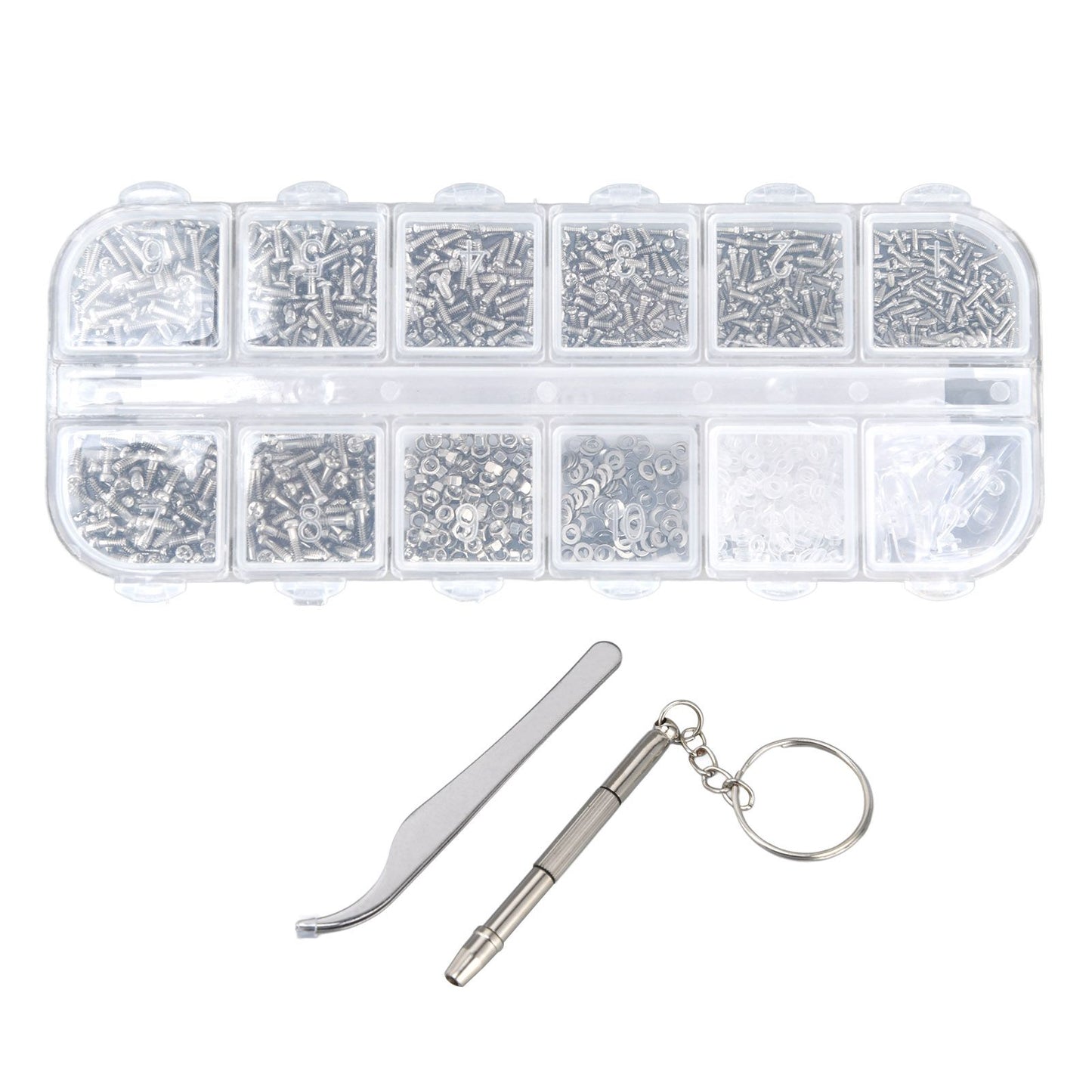 Glasses Repair Kit Eyeglass Screws Set with Nut Screwdriver Tweezer for Cellphone Tablet Watch Clock Glasses V1294-YM0523-3117210251911