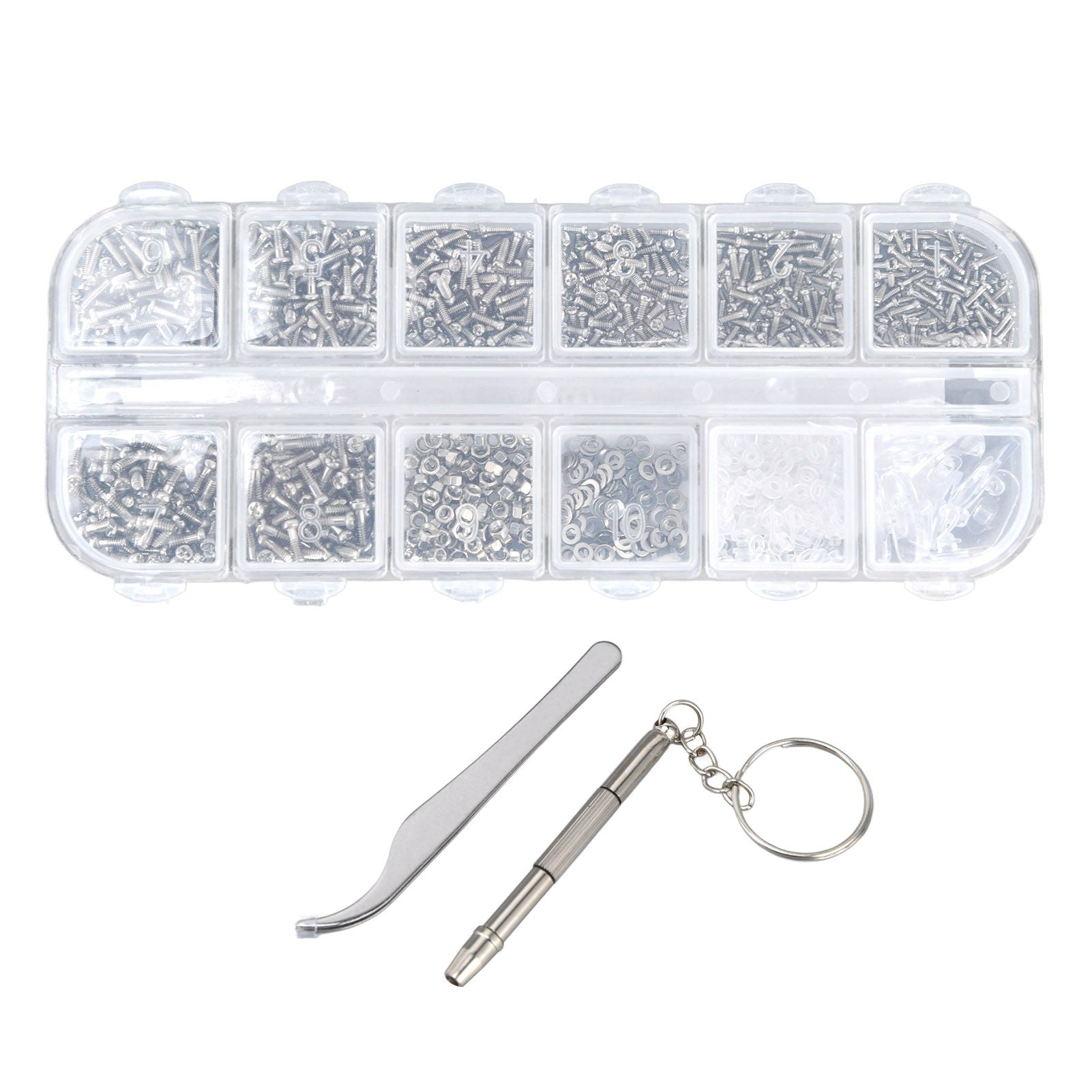 Glasses Repair Kit Eyeglass Screws Set with Nut Screwdriver Tweezer for Cellphone Tablet Watch Clock Glasses V1294-YM0523-3117210251911