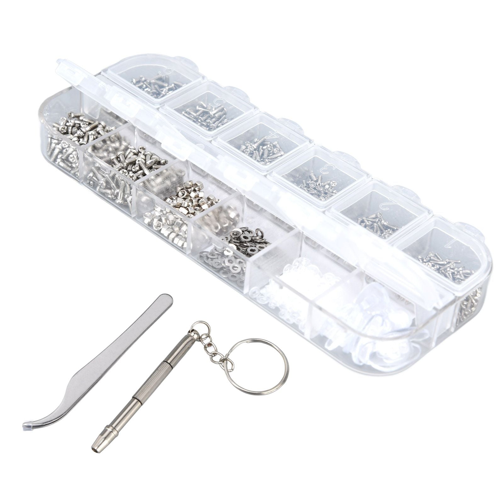 Glasses Repair Kit Eyeglass Screws Set with Nut Screwdriver Tweezer for Cellphone Tablet Watch Clock Glasses V1294-YM0523-3117210251911
