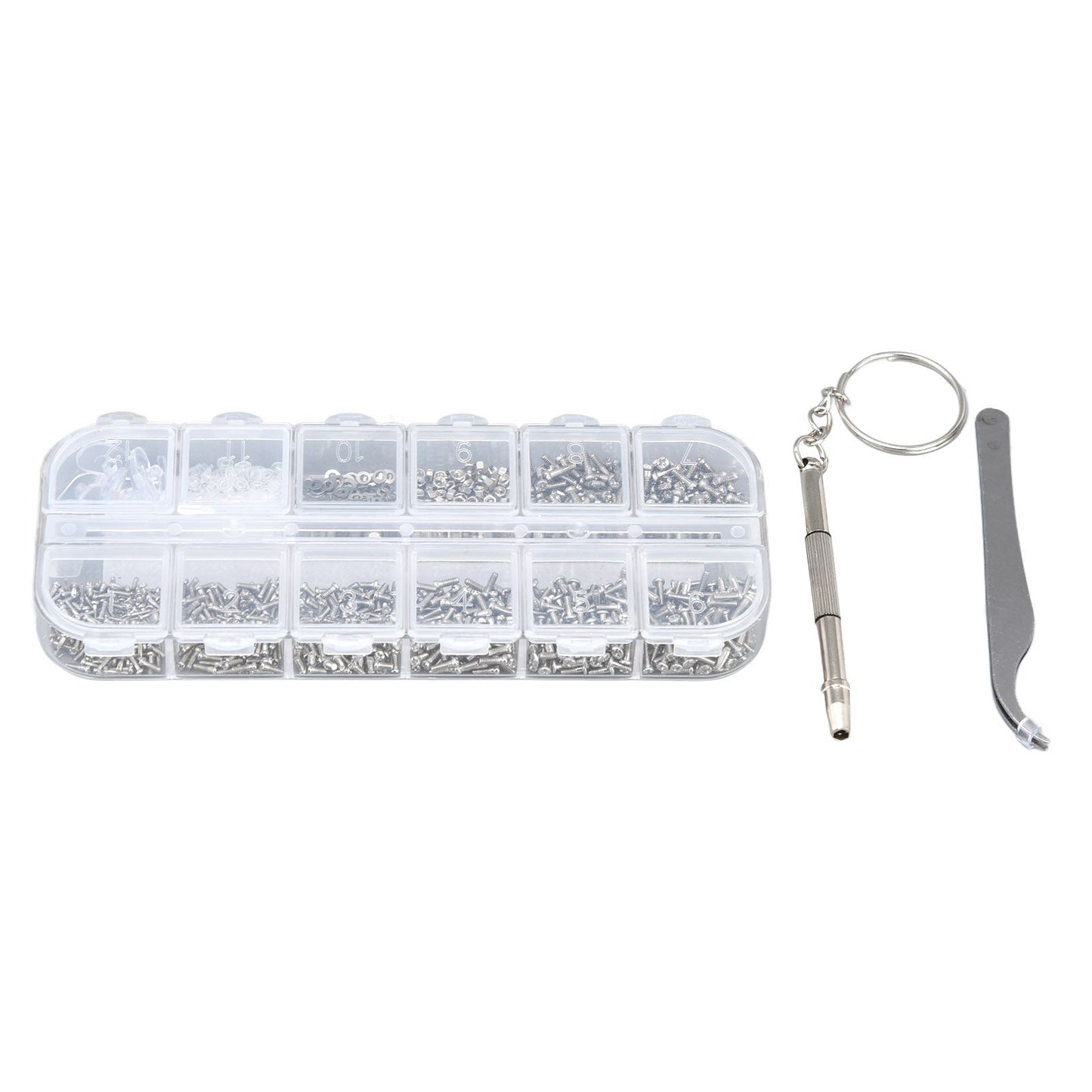 Glasses Repair Kit Eyeglass Screws Set with Nut Screwdriver Tweezer for Cellphone Tablet Watch Clock Glasses V1294-YM0523-3117210251911
