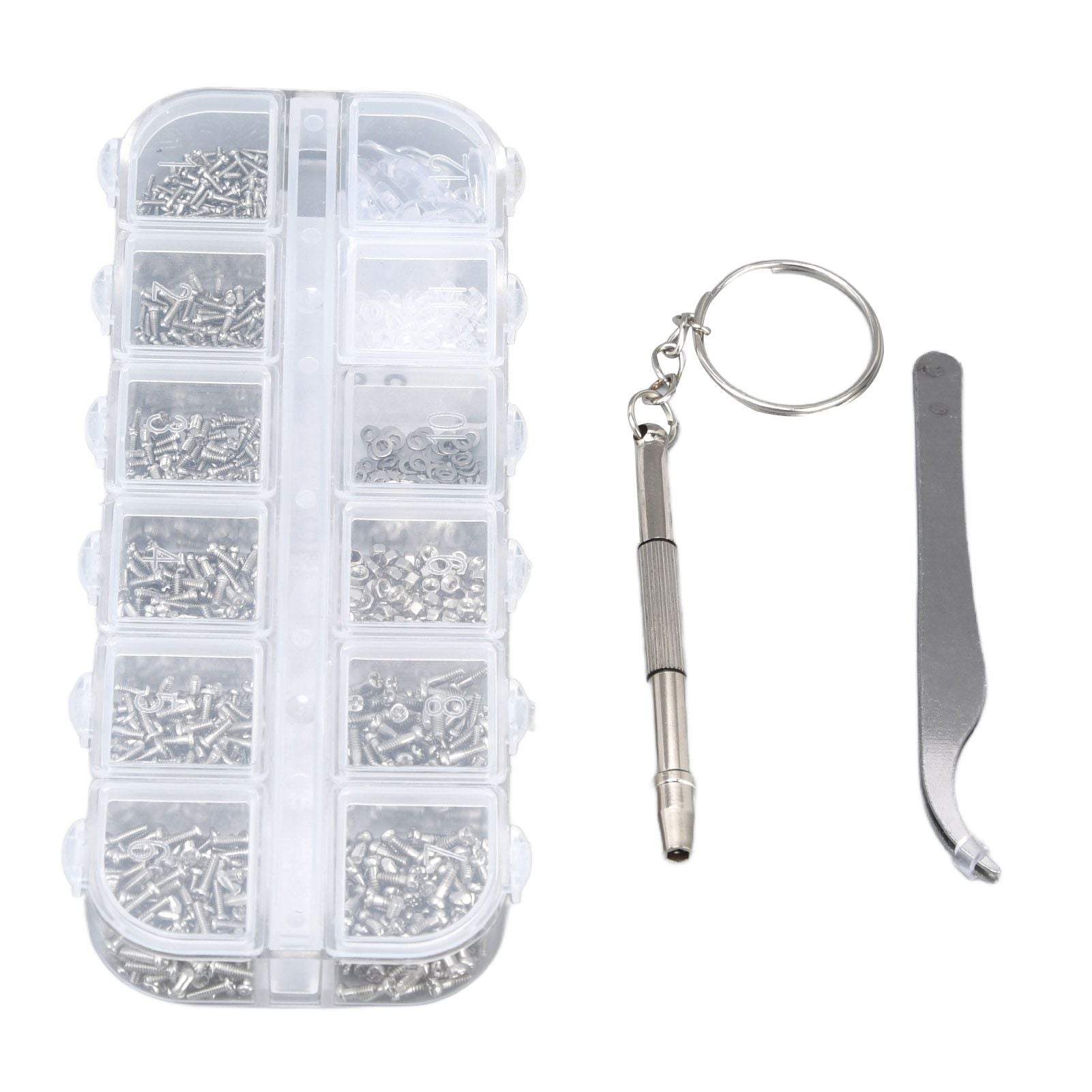 Glasses Repair Kit Eyeglass Screws Set with Nut Screwdriver Tweezer for Cellphone Tablet Watch Clock Glasses V1294-YM0523-3117210251911