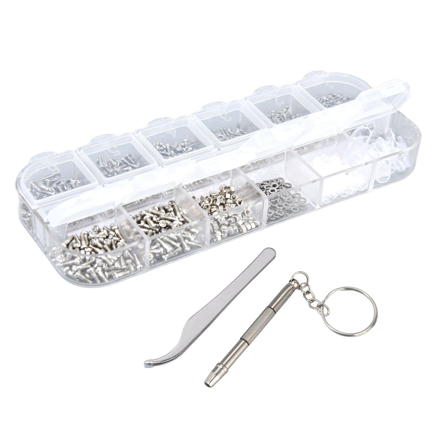 Glasses Repair Kit Eyeglass Screws Set with Nut Screwdriver Tweezer for Cellphone Tablet Watch Clock Glasses V1294-YM0523-3117210251911
