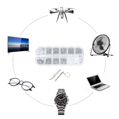 Glasses Repair Kit Eyeglass Screws Set with Nut Screwdriver Tweezer for Cellphone Tablet Watch Clock Glasses V1294-YM0523-3117210251911
