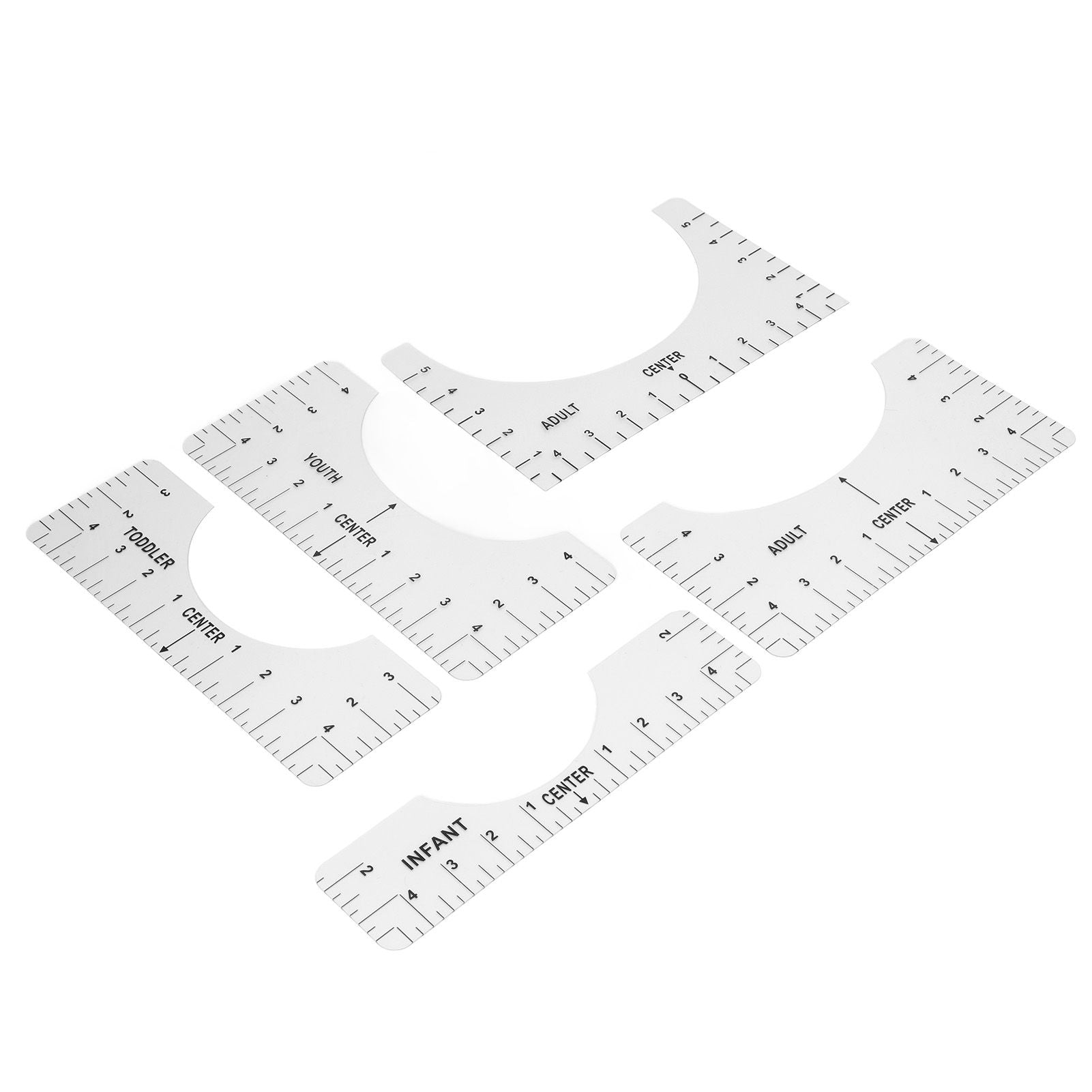 T Shirt Ruler Reusable PVC Shirt Guide Ruler Round Neck Alignment Ruler for Household Office V1294-YM0523-3117210252611