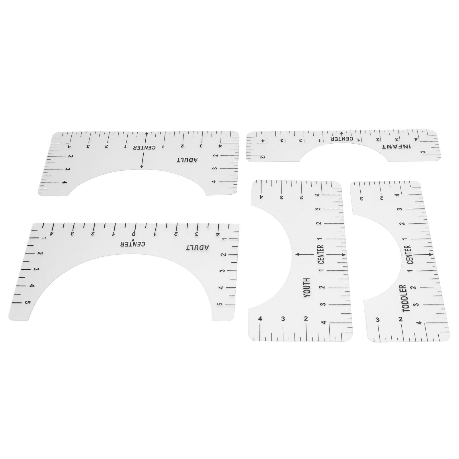 T Shirt Ruler Reusable PVC Shirt Guide Ruler Round Neck Alignment Ruler for Household Office V1294-YM0523-3117210252611