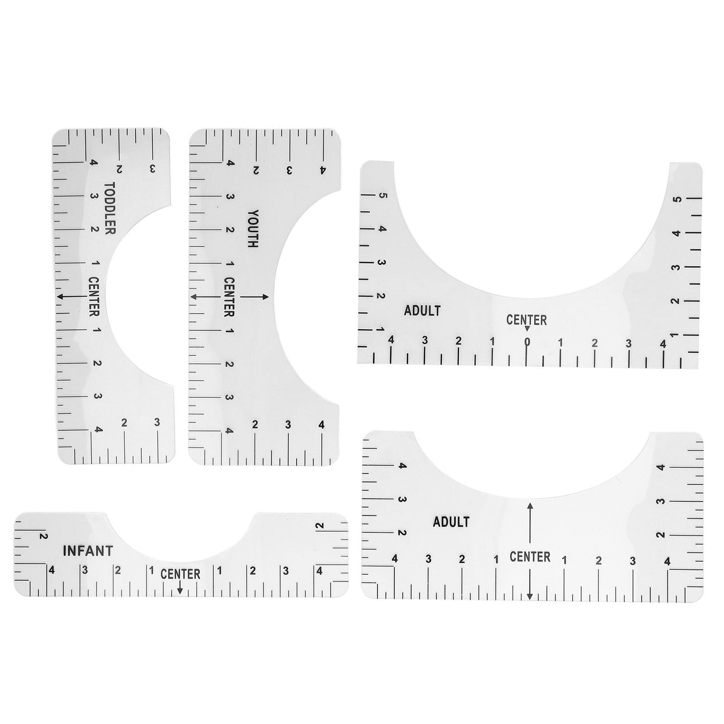 T Shirt Ruler Reusable PVC Shirt Guide Ruler Round Neck Alignment Ruler for Household Office V1294-YM0523-3117210252611