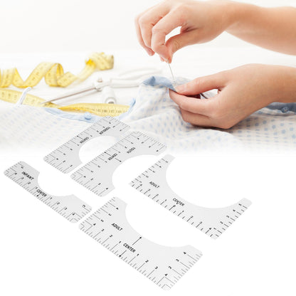 T Shirt Ruler Reusable PVC Shirt Guide Ruler Round Neck Alignment Ruler for Household Office V1294-YM0523-3117210252611