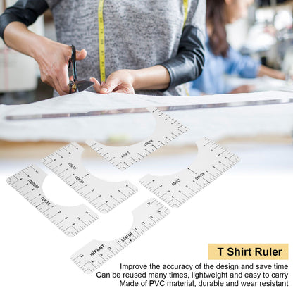 T Shirt Ruler Reusable PVC Shirt Guide Ruler Round Neck Alignment Ruler for Household Office V1294-YM0523-3117210252611