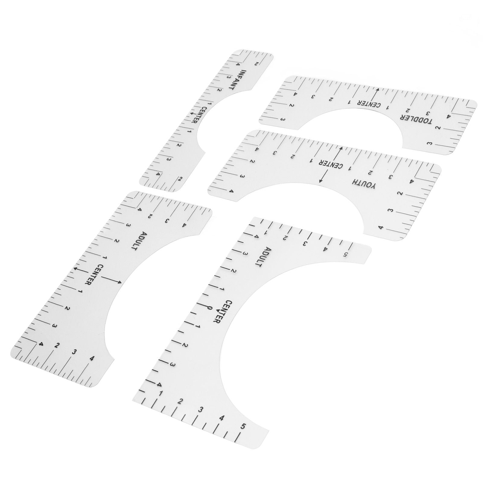 T Shirt Ruler Reusable PVC Shirt Guide Ruler Round Neck Alignment Ruler for Household Office V1294-YM0523-3117210252611