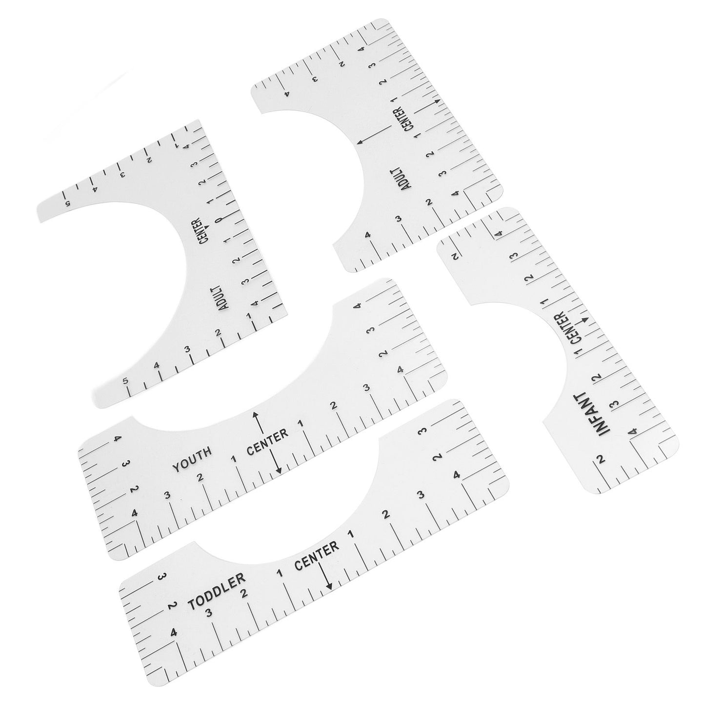 T Shirt Ruler Reusable PVC Shirt Guide Ruler Round Neck Alignment Ruler for Household Office V1294-YM0523-3117210252611