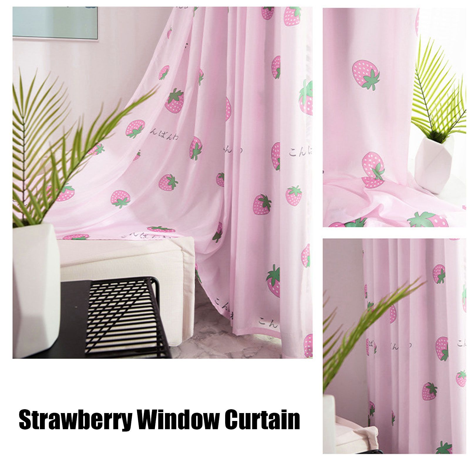 Strawberry Window Curtain Filter Light Pink Shading Curtain Cloth for Living Room Bedroom V1294-YM0523-3117210254211