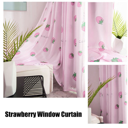 Strawberry Window Curtain Filter Light Pink Shading Curtain Cloth for Living Room Bedroom V1294-YM0523-3117210254211