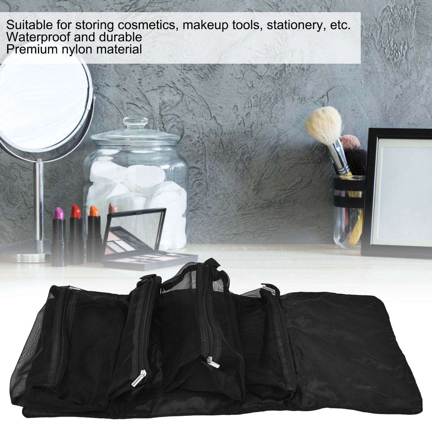 Makeup Travel Bag Foldable Portable Large Capacity Waterproof Wide Application Durable Nylon Travel Cosmetic V1294-YM0523-3117210254311