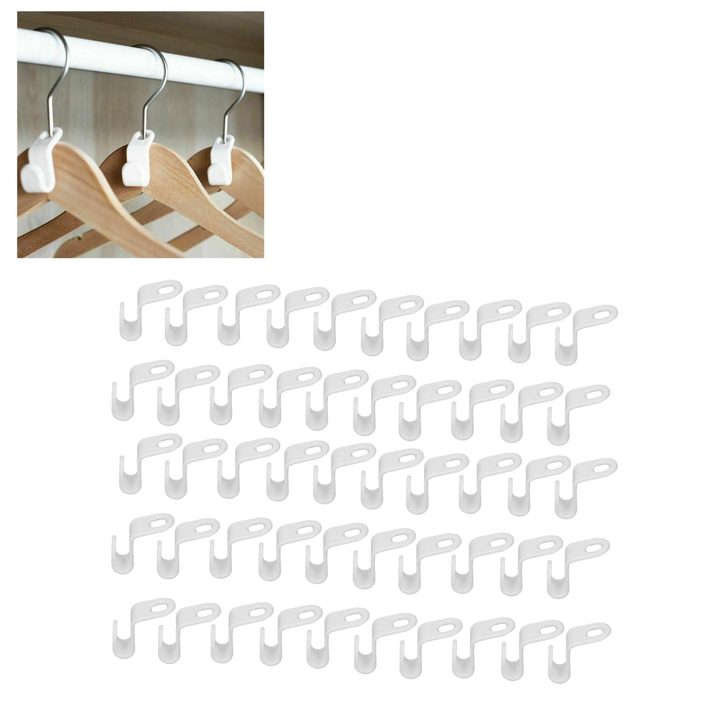 50Pcs Clothes Hanger Hook Strong Odorless Light Weight White Thickened Hanger Connection Hook V1294-YM0523-3117210254511
