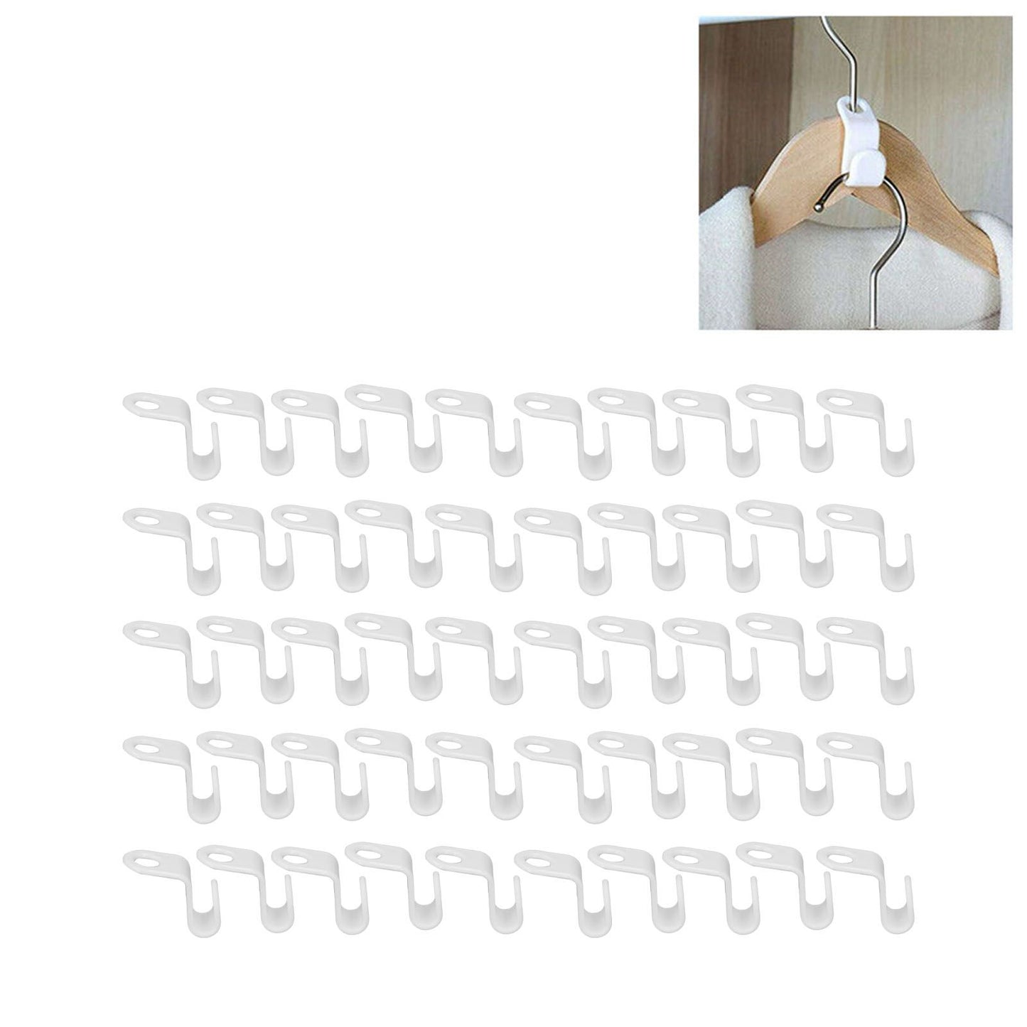 50Pcs Clothes Hanger Hook Strong Odorless Light Weight White Thickened Hanger Connection Hook V1294-YM0523-3117210254511