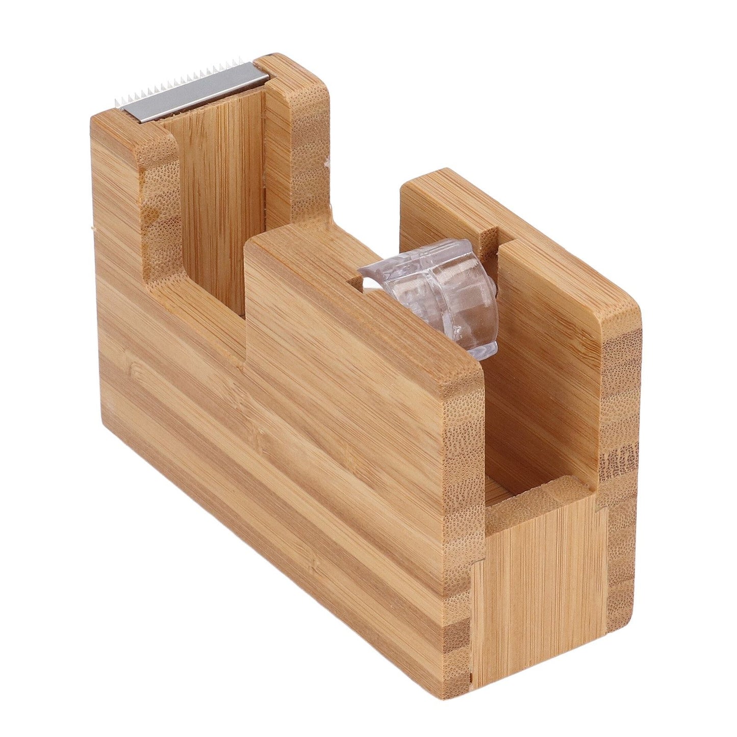 Desktop Tape Dispenser Bamboo Wood Tape Cutter Holder Adhesive Roll Base Stationery Tool V1294-YM0523-3117210255811