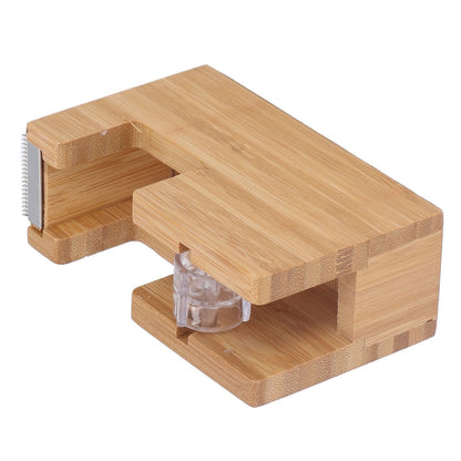 Desktop Tape Dispenser Bamboo Wood Tape Cutter Holder Adhesive Roll Base Stationery Tool V1294-YM0523-3117210255811