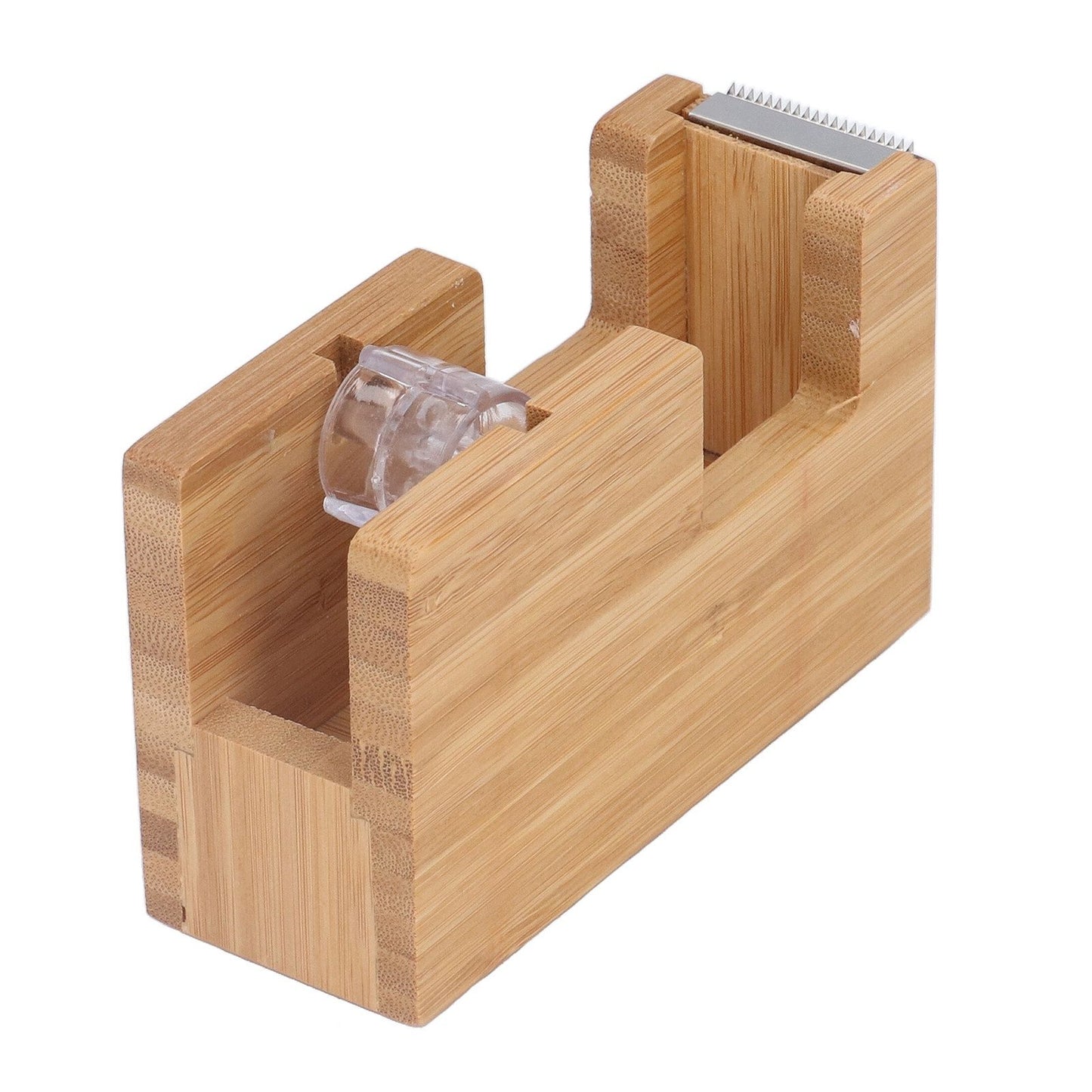 Desktop Tape Dispenser Bamboo Wood Tape Cutter Holder Adhesive Roll Base Stationery Tool V1294-YM0523-3117210255811