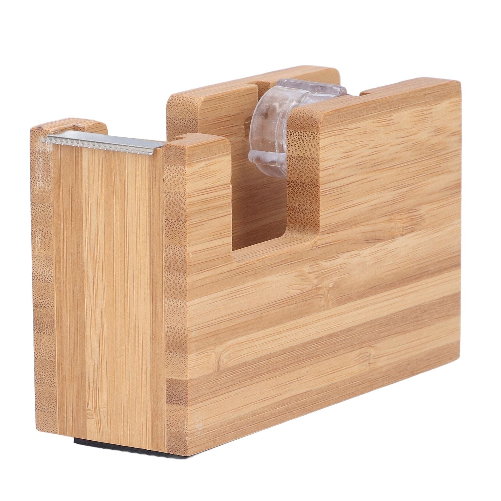 Desktop Tape Dispenser Bamboo Wood Tape Cutter Holder Adhesive Roll Base Stationery Tool V1294-YM0523-3117210255811